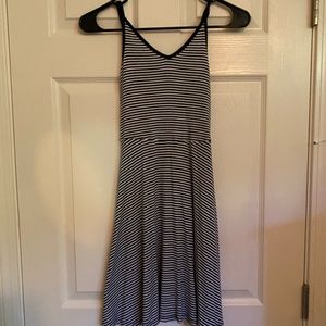 Navy Striped V-neck Dress